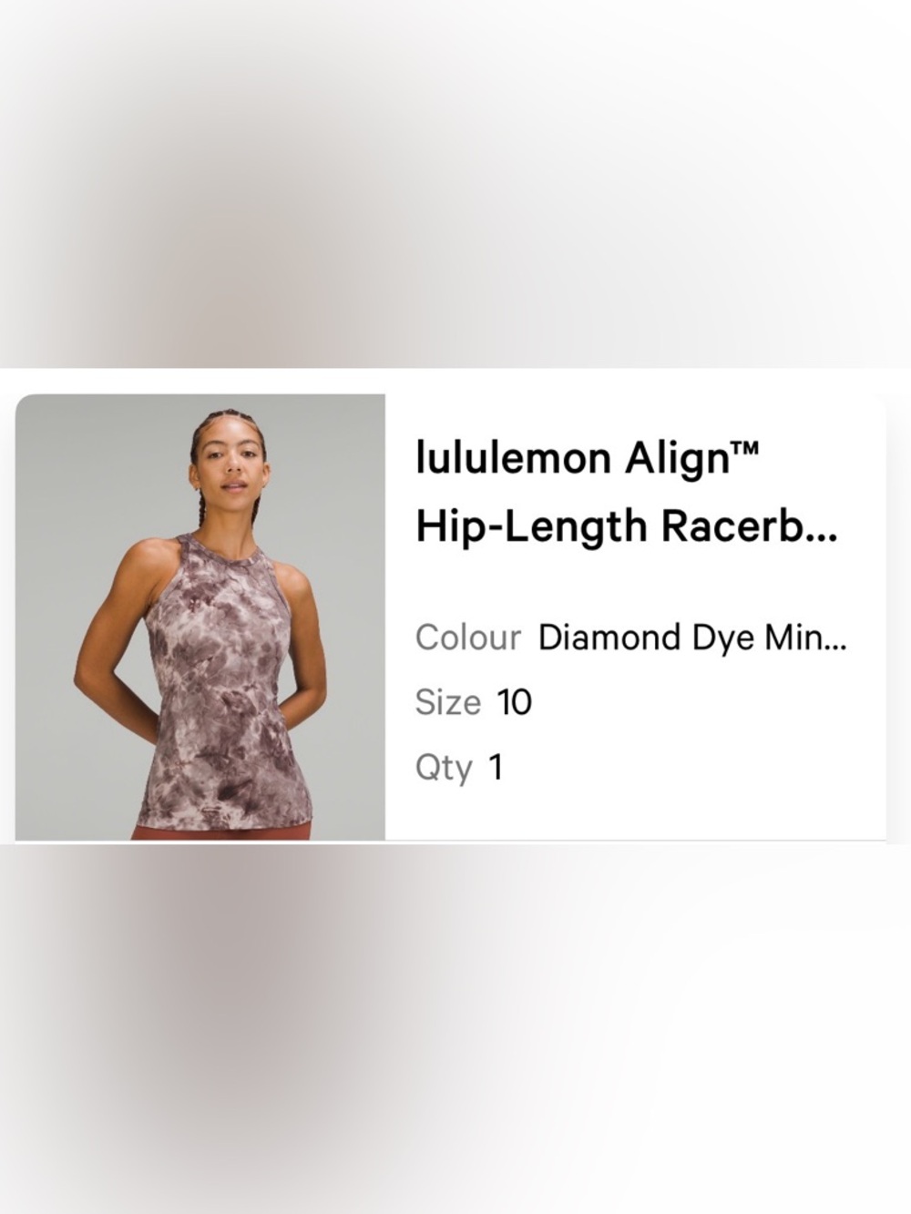 lululemon Align Hip Length Racerback Tank - Diamond Dye Mineral sz 10 - Picture 4 of 5
